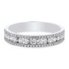 Diamonds Direct Women'S Bands | Three Row Diamond Border Wedding Band By Amden White Gold 14K