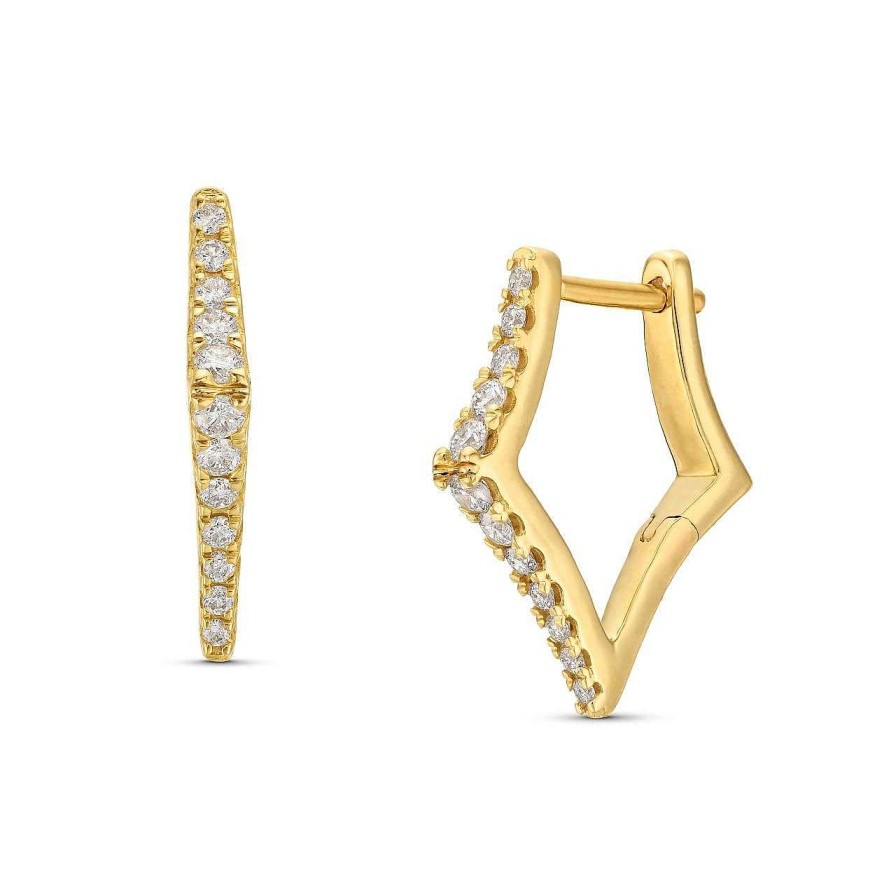 Diamonds Direct Earrings | Geometric Diamond Huggie Hoop Earrings