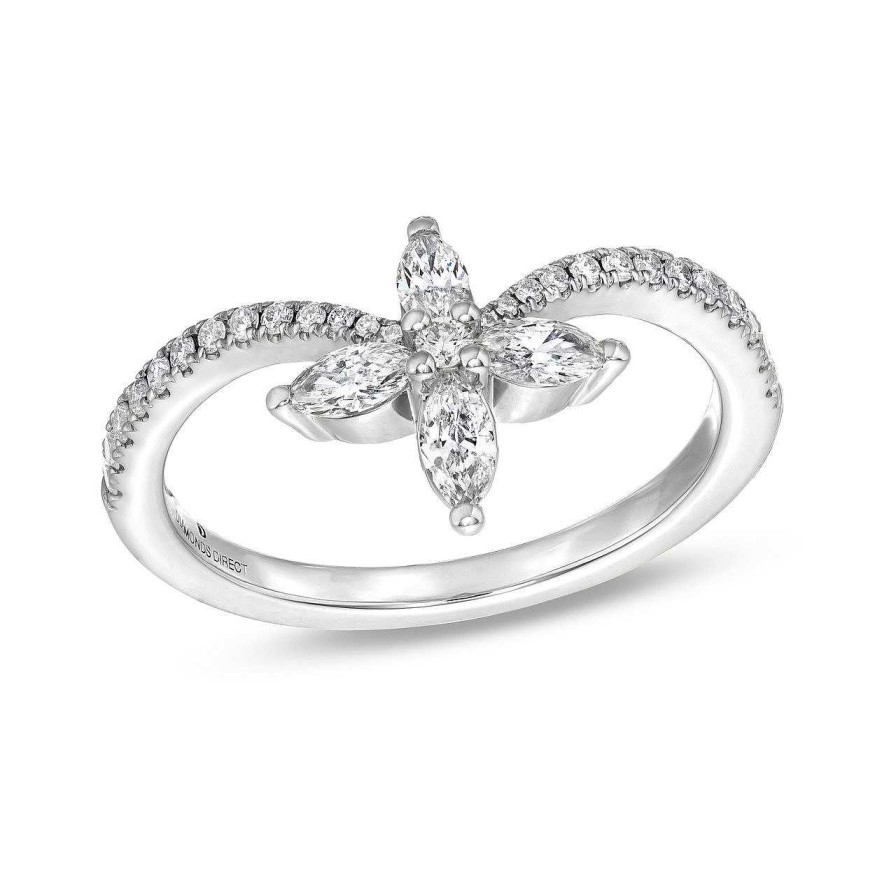 Diamonds Direct Fashion Rings | Contour Floral Diamond Ring White Gold 14K