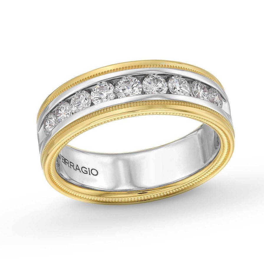 Diamonds Direct Men'S Bands | Verragio Channel Diamond Wedding Band