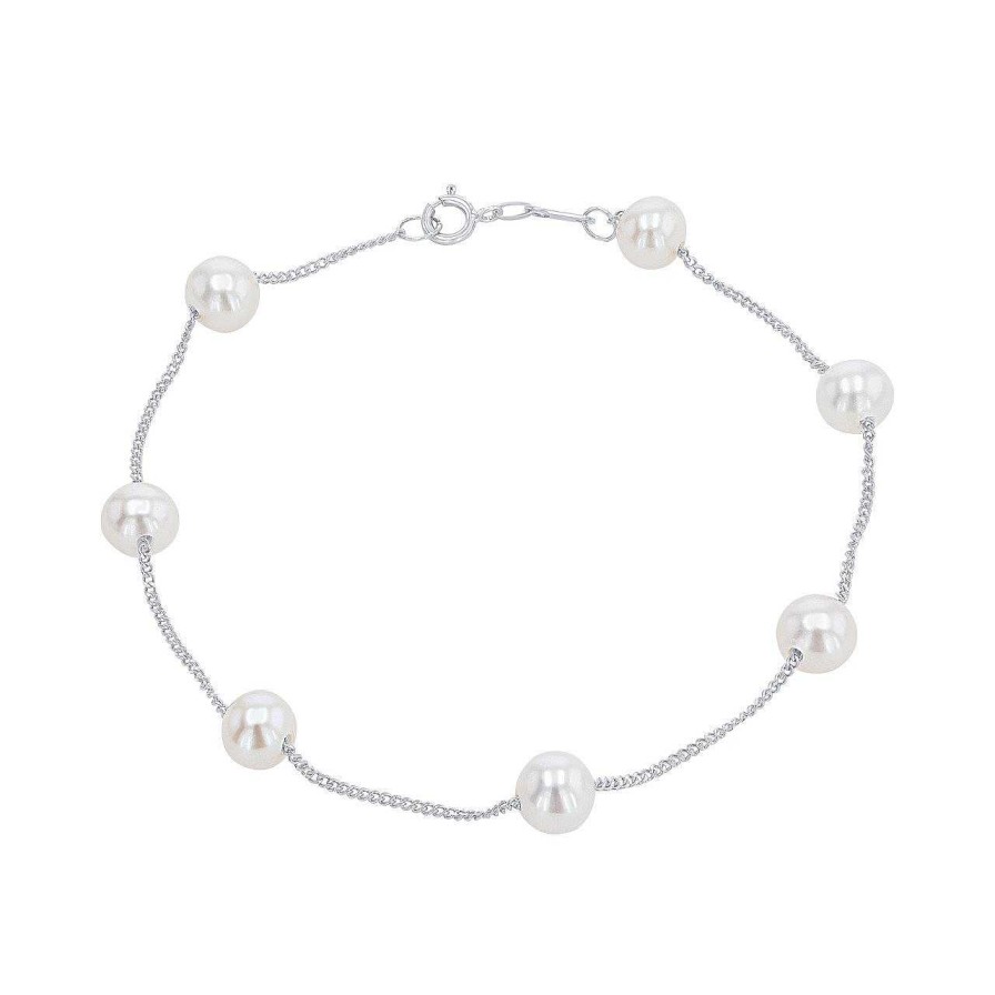 Diamonds Direct Bracelets | Freshwater Pearl Tin Cup Bracelet White Gold 14K