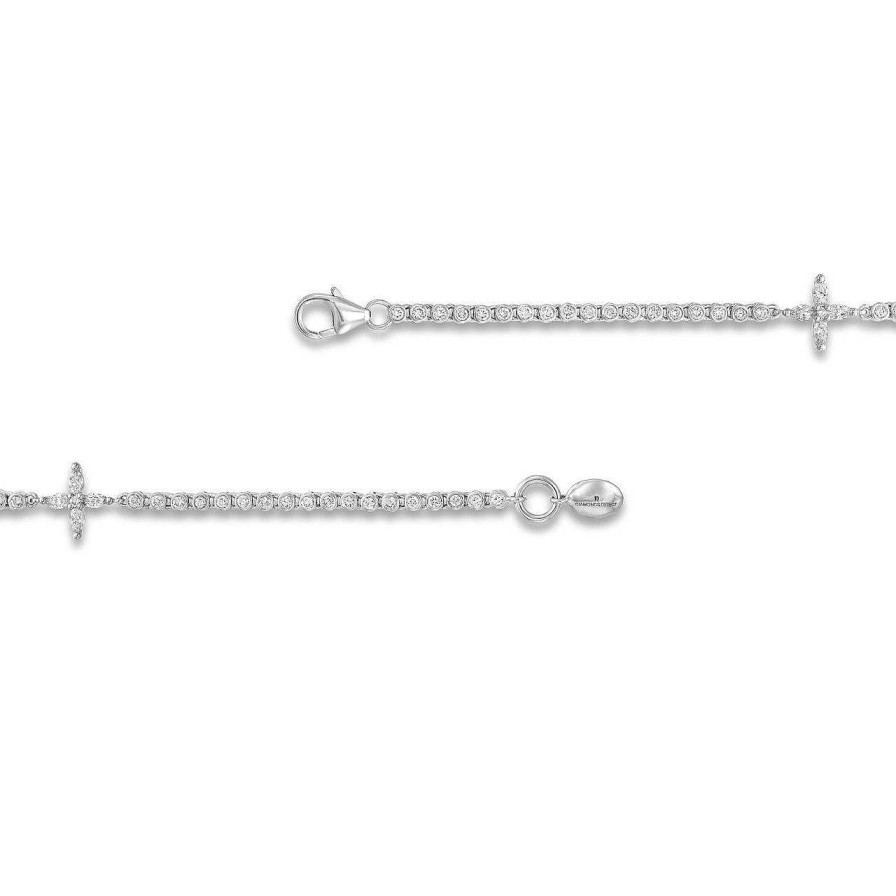 Diamonds Direct Bracelets | Marquise And Round Diamond Station Tennis Bracelet White Gold 14K