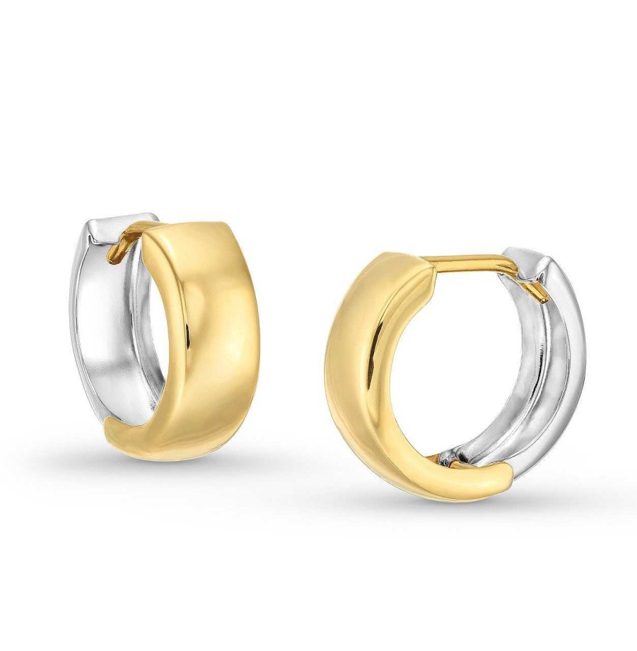 Diamonds Direct Earrings | Two Tone Gold Huggie Earrings