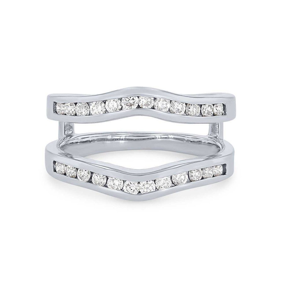 Diamonds Direct Women'S Bands | Channel Diamond Ring Guard By True Romance White Gold 14K