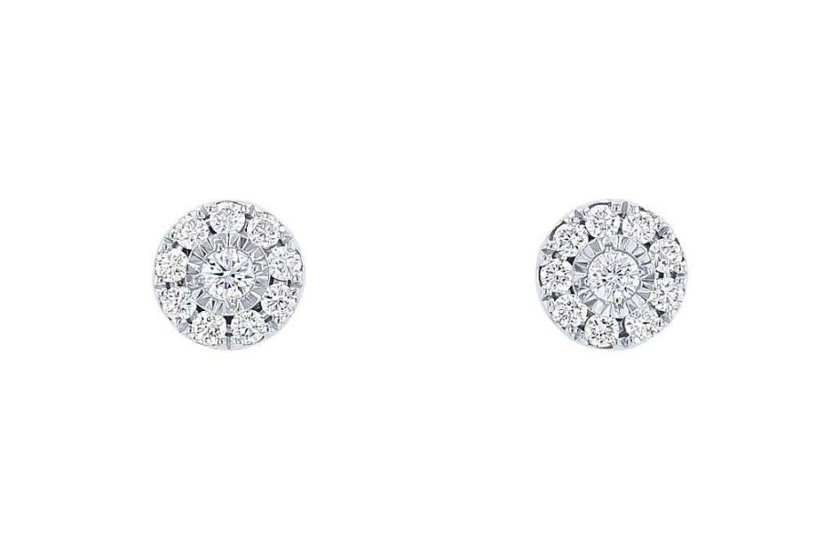 Diamonds Direct Earrings | Illusion Halo Diamond Stud Earrings