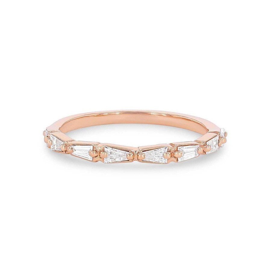 Diamonds Direct Women'S Bands | Tapered Baguette Diamond Wedding Band By Uneek White Gold 14K