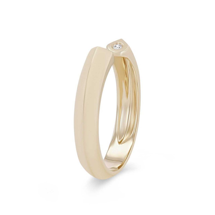 Diamonds Direct Fashion Rings | Michael M. Carve Knife Edge Ring Yellow Gold 14K