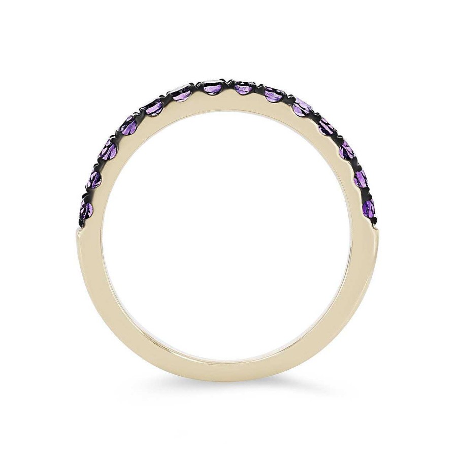 Diamonds Direct Women'S Bands | Amethyst Wedding Band Yellow Gold 14K