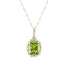 Diamonds Direct Necklaces & Pendants | Oval Peridot And Diamond Halo Pendant Yellow Gold 14K