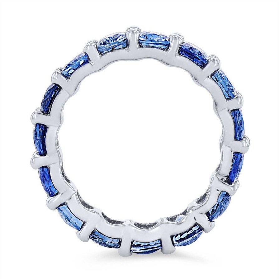 Diamonds Direct Women'S Bands | Blue Sapphire Eternity Band White Gold 18K