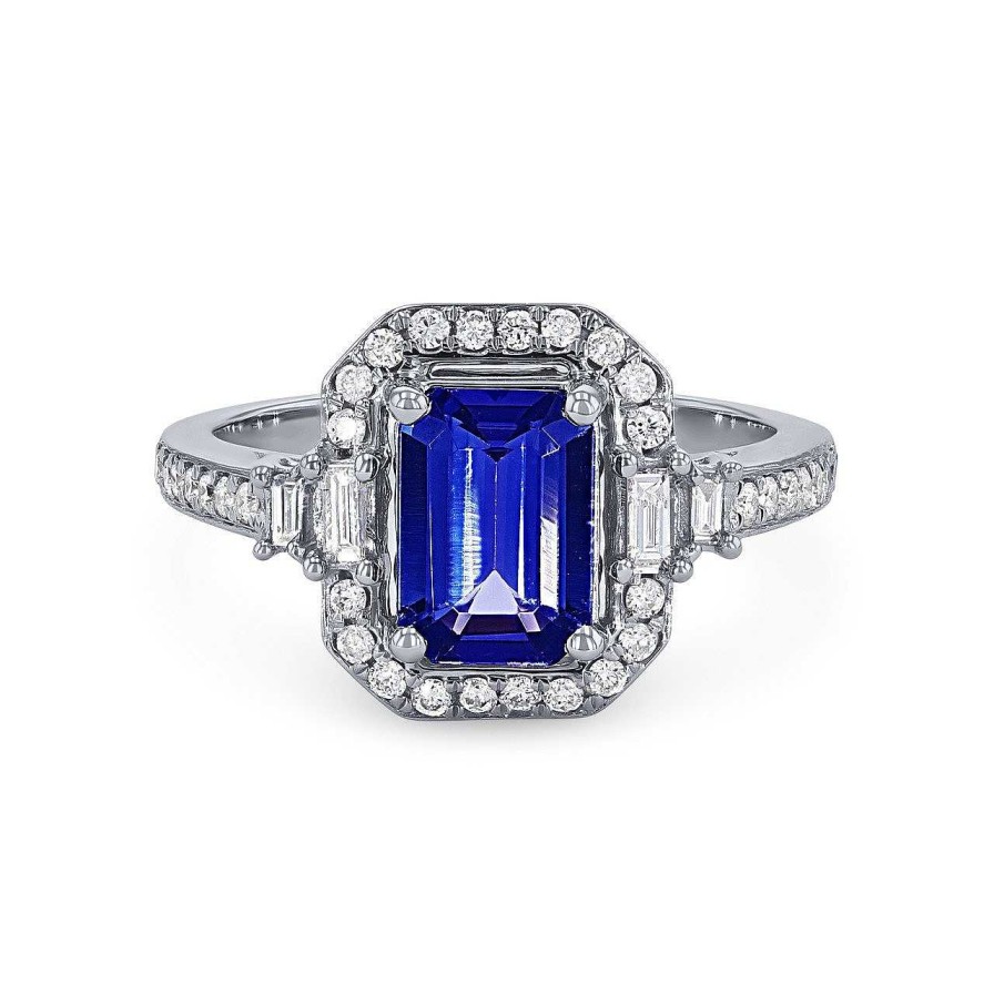 Diamonds Direct Fashion Rings | Tanzanite And Diamond Halo Ring White Gold 14K