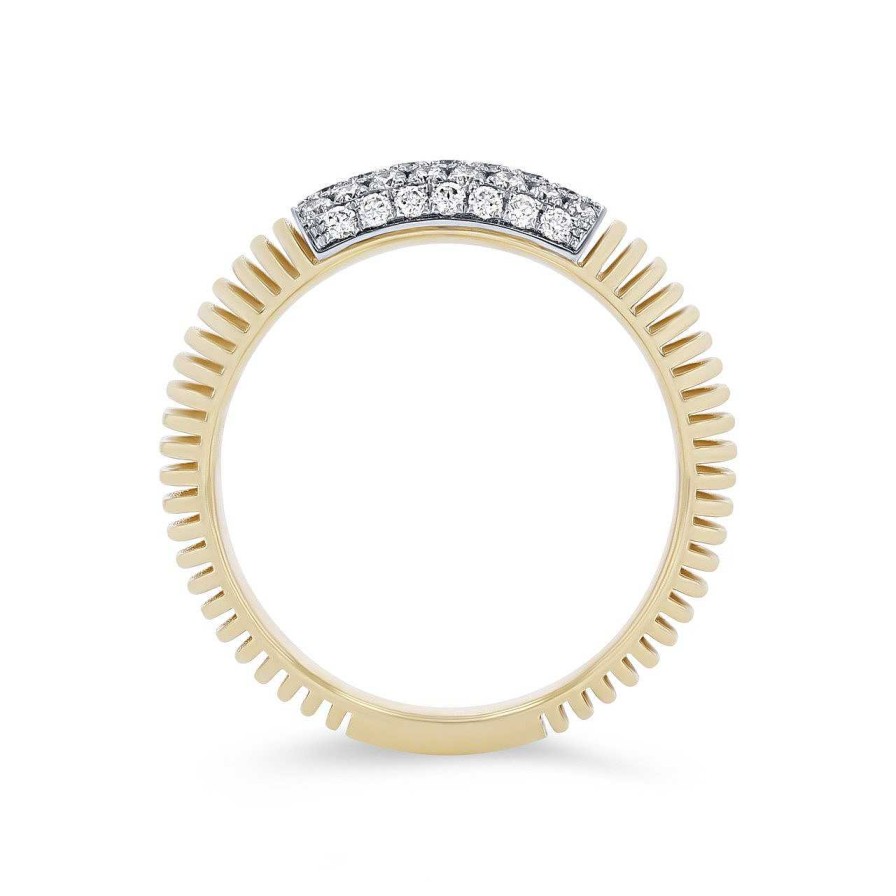 Diamonds Direct Fashion Rings | Simon G. Diamond Dome Textured Ring White And Yellow Gold 18K