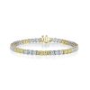 Diamonds Direct Bracelets | Asscher Cut White And Yellow Diamond Tennis Bracelet