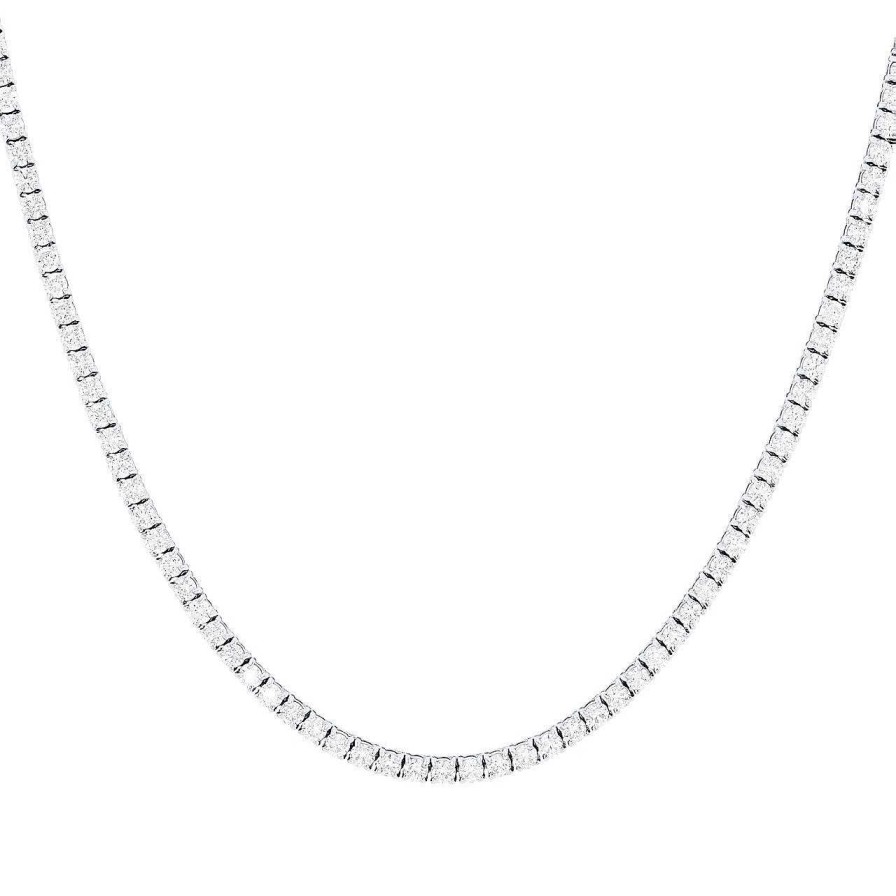 Diamonds Direct Necklaces & Pendants | Lab Grown Diamond Tennis Necklace White Gold 14K