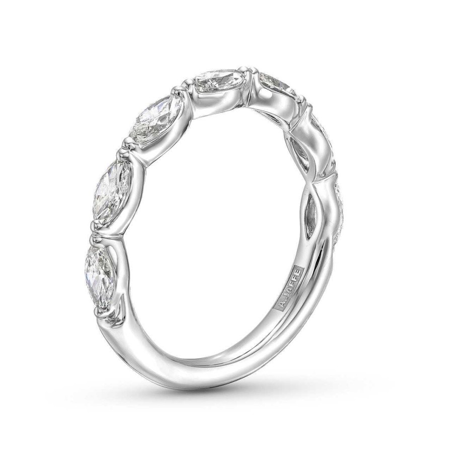 Diamonds Direct Women'S Bands | Marquise Diamond Wedding Band By A. Jaffe White Gold 14K