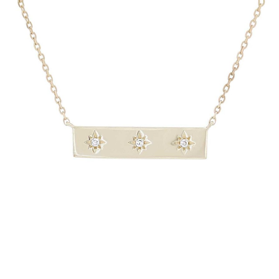 Diamonds Direct Necklaces & Pendants | Diamond Star Bar Pendant Yellow Gold 14K