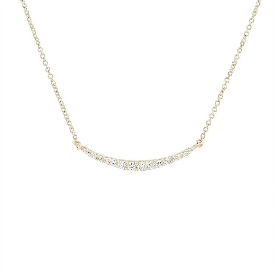 Diamonds Direct Necklaces & Pendants | Graduated Curve Diamond Pendant Yellow Gold 14K