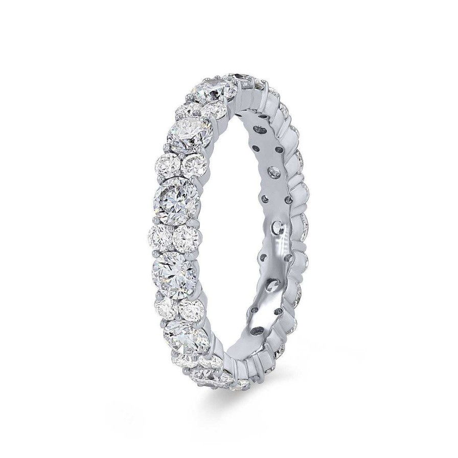 Diamonds Direct Women'S Bands | Alternating Diamond Eternity Band By Classique White Gold 14K