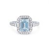 Diamonds Direct Fashion Rings | Aquamarine And Diamond Emerald Halo Ring White Gold 14K