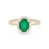 Diamonds Direct Fashion Rings | Emerald And Diamond Oval Halo Ring Yellow Gold 14K