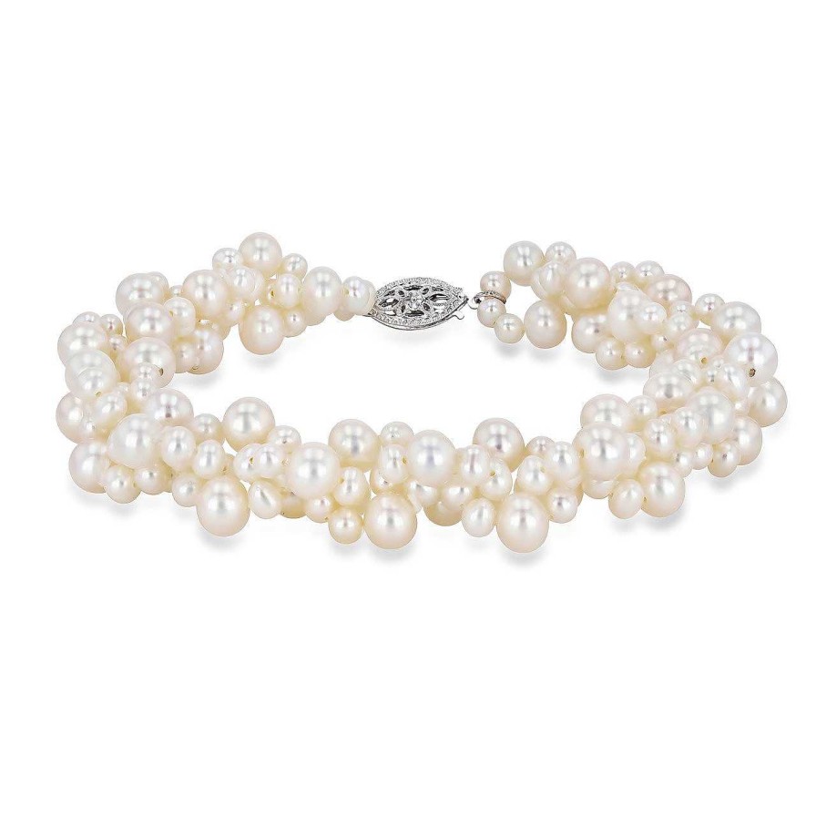 Diamonds Direct Bracelets | Freshwater Pearl Cluster Bracelet