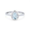 Diamonds Direct Fashion Rings | Aquamarine And Diamond Pear Halo Ring White Gold 14K