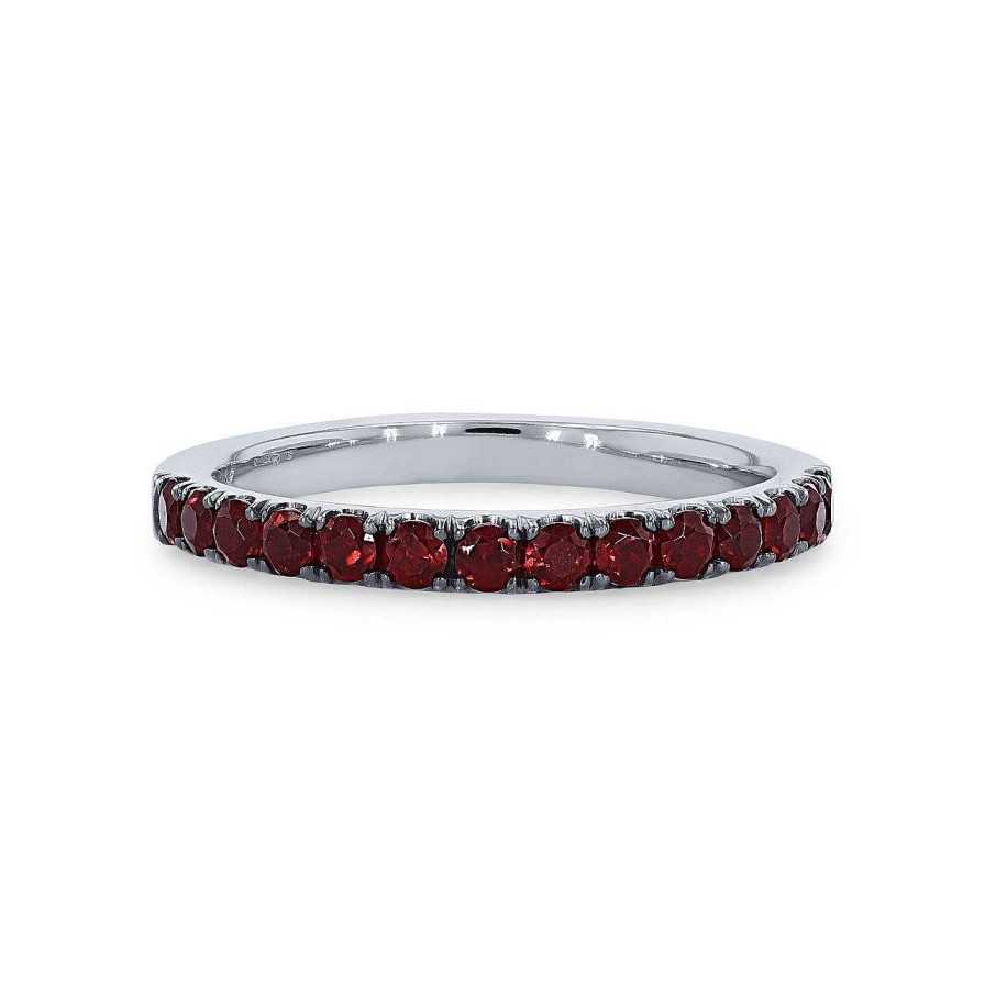 Diamonds Direct Fashion Rings | Garnet Wedding Band White Gold 14K