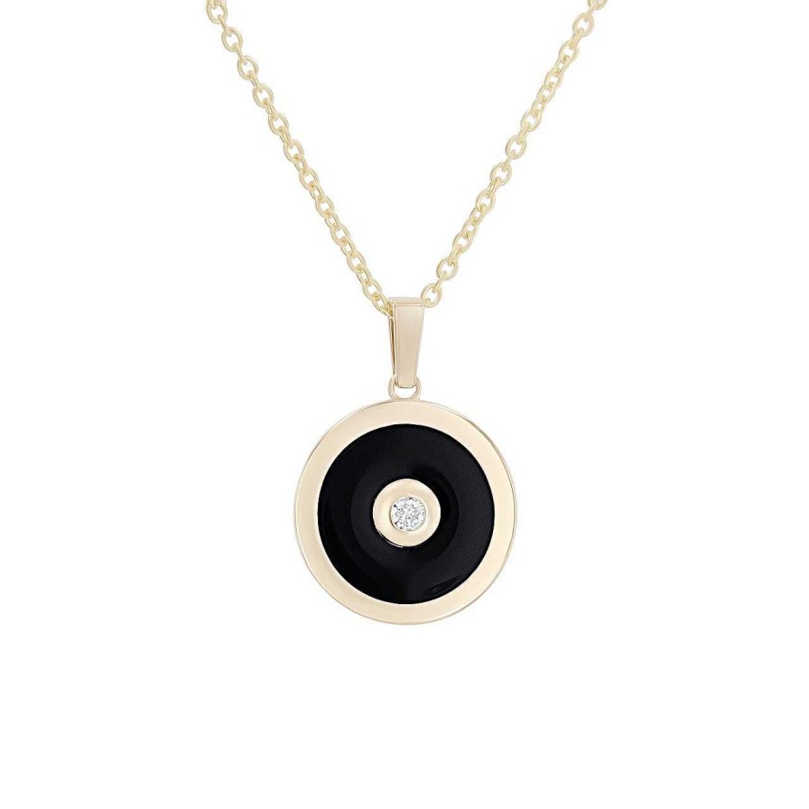 Diamonds Direct Necklaces & Pendants | Michael M. Chroma Black Enamel Bullseye Pendant Yellow Gold 14K