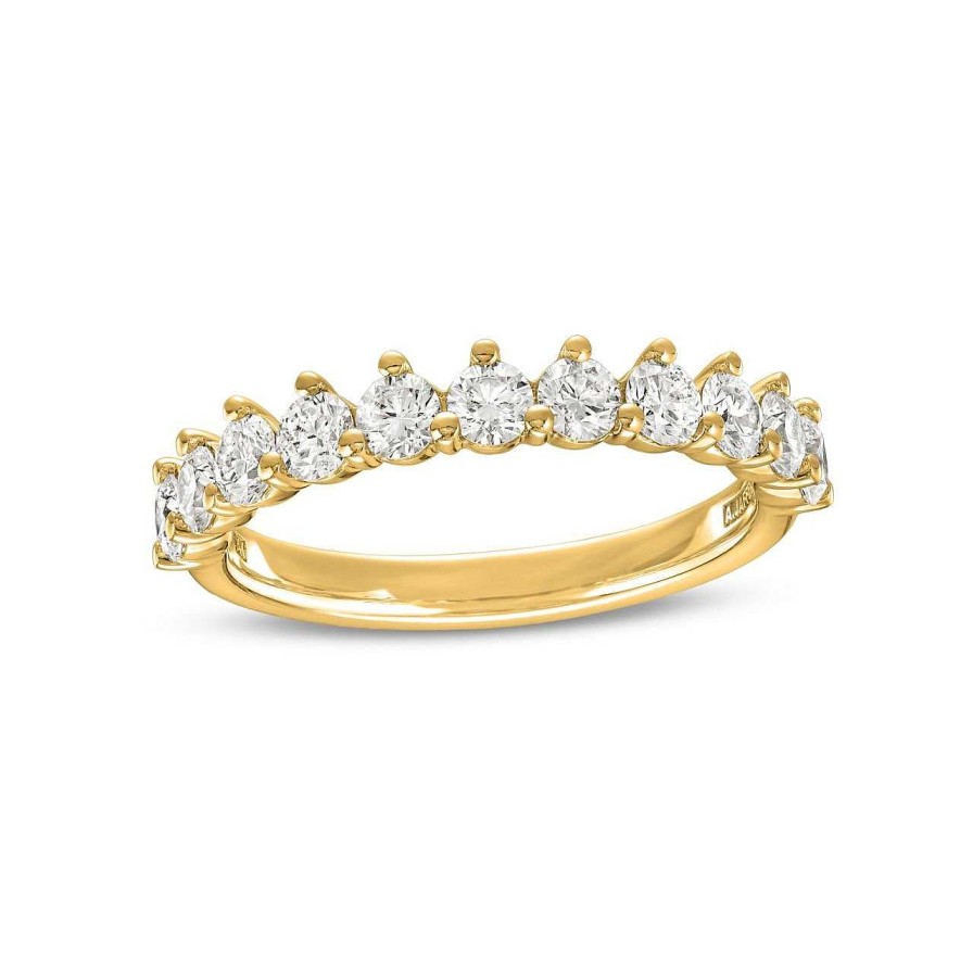 Diamonds Direct Women'S Bands | Three Prong Diamond Wedding Band By A. Jaffe Yellow Gold 14K