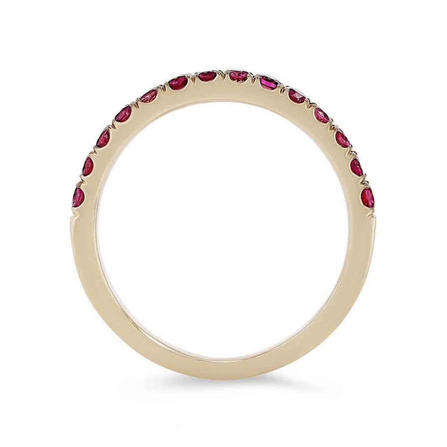 Diamonds Direct Women'S Bands | Ruby Wedding Band Yellow Gold 14K