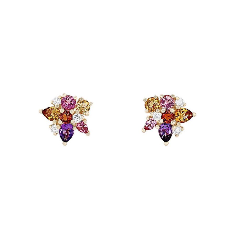 Diamonds Direct Earrings | Multicolor Gemstone Cluster Earrings