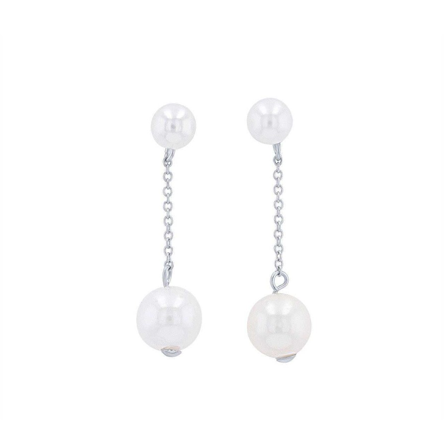 Diamonds Direct Earrings | Freshwater Pearl Double Drop Earrings