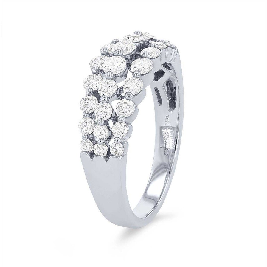 Diamonds Direct Fashion Rings | Single-Prong Multirow Diamond Band White Gold 14K