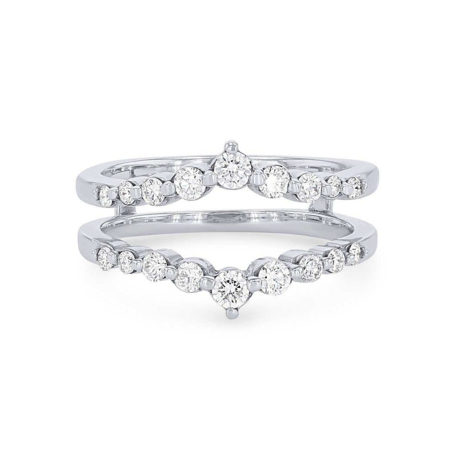 Diamonds Direct Women'S Bands | Single Prong Diamond Ring Guard By True Romance White Gold 14K