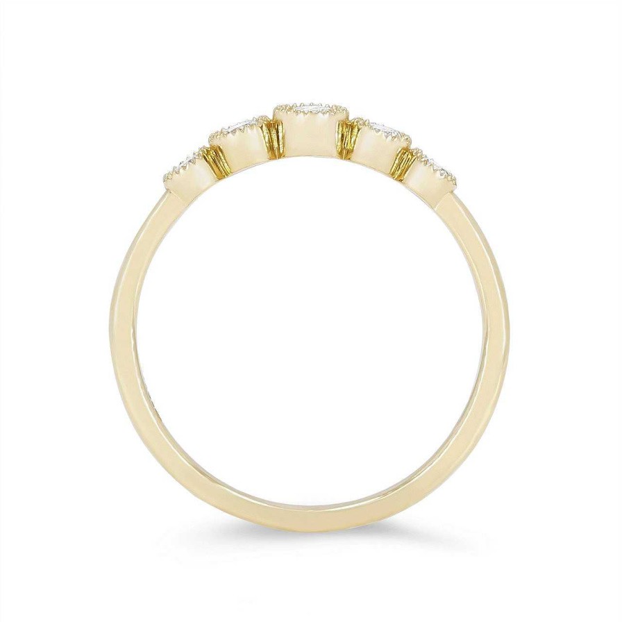 Diamonds Direct Fashion Rings | Graduated Diamond Bezel Milgrain Band By Royal Yellow Gold 14K