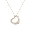 Diamonds Direct Necklaces & Pendants | Pave Diamond Slanted Heart Pendant Yellow Gold 14K