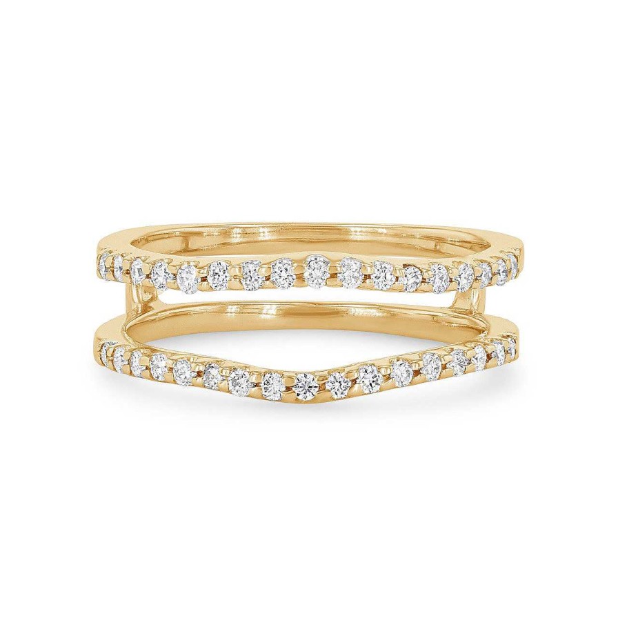 Diamonds Direct Women'S Bands | Diamond Contour Ring Guard By True Romance Yellow Gold 14K