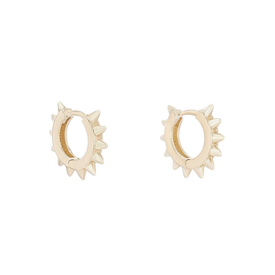 Diamonds Direct Earrings | Gold Spike Huggie Hoop Earrings