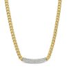 Diamonds Direct Necklaces & Pendants | Simon G. Pave Diamond Curb Chain Necklace White And Yellow Gold 18K