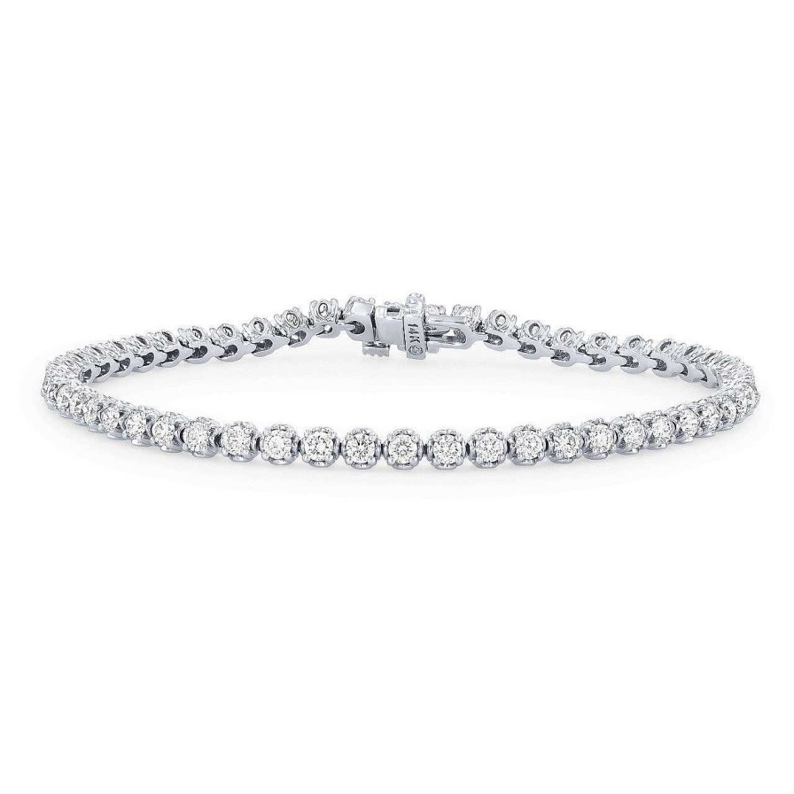 Diamonds Direct Bracelets | Vintage Diamond Tennis Bracelet White Gold 14K