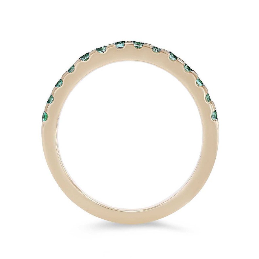 Diamonds Direct Women'S Bands | Emerald Wedding Band White Gold 14K