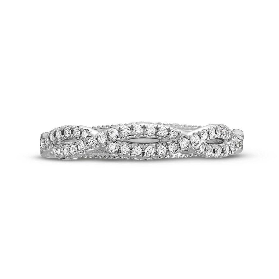 Diamonds Direct Women'S Bands | Verragio Insignia Open Twist Wedding Band White Gold 14K