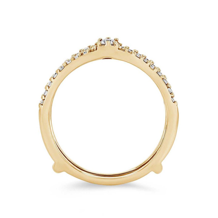 Diamonds Direct Women'S Bands | Graduated Diamond Contour Ring Guard By True Romance Yellow Gold 14K