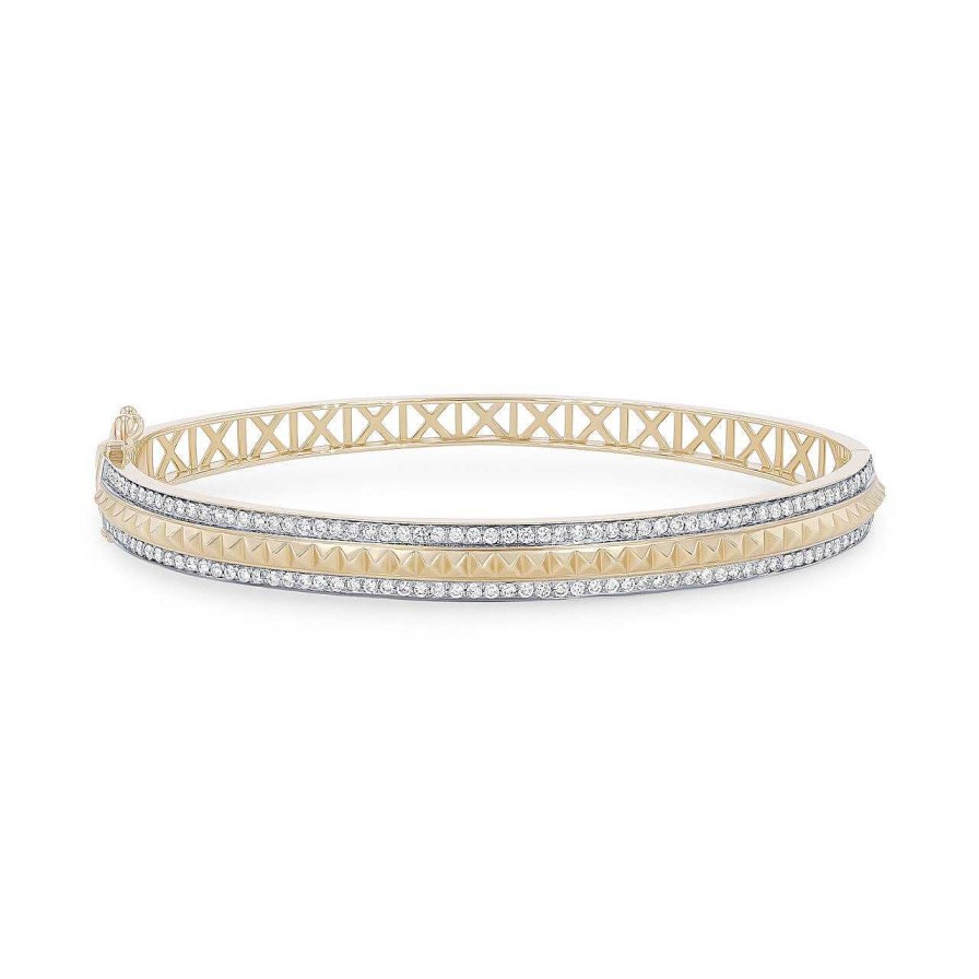 Diamonds Direct Bracelets | Diamond Border Studded Bangle