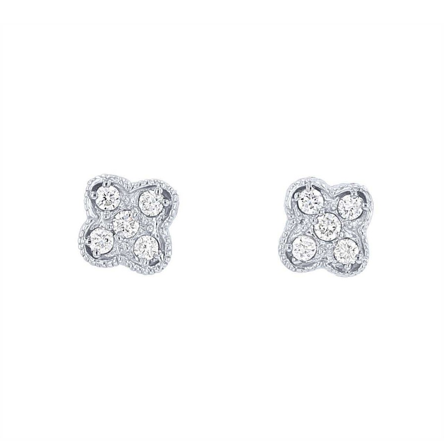 Diamonds Direct Earrings | Diamond Clover Stud Earrings