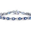 Diamonds Direct Bracelets | Sapphire And Diamond Tennis Bracelet White Gold 14K