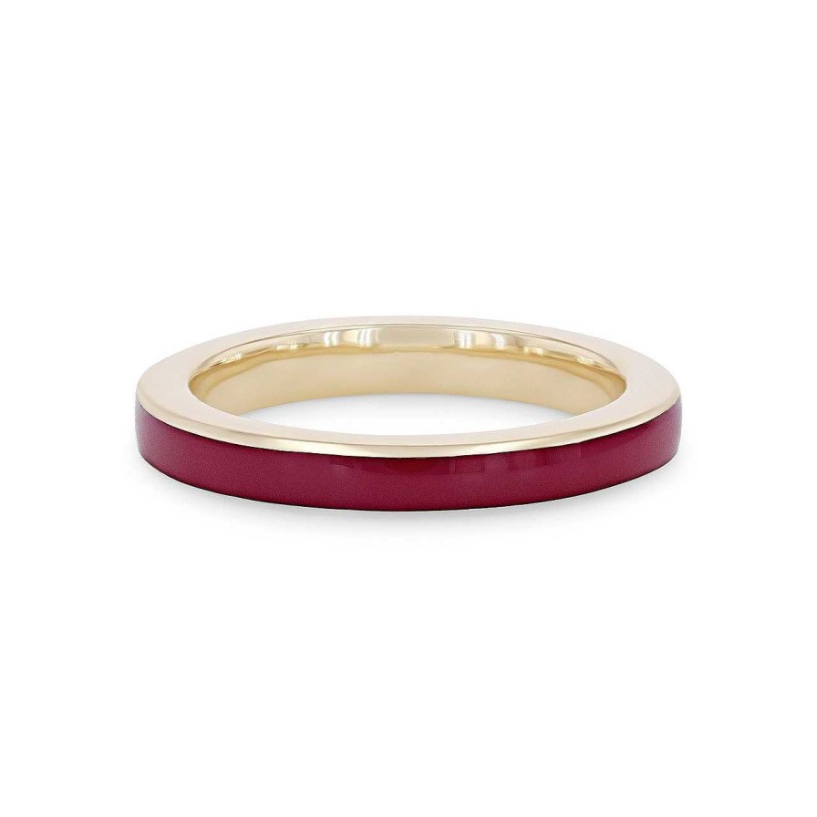 Diamonds Direct Fashion Rings | Michael M. Chroma Magenta Enamel Ring Yellow Gold 14K