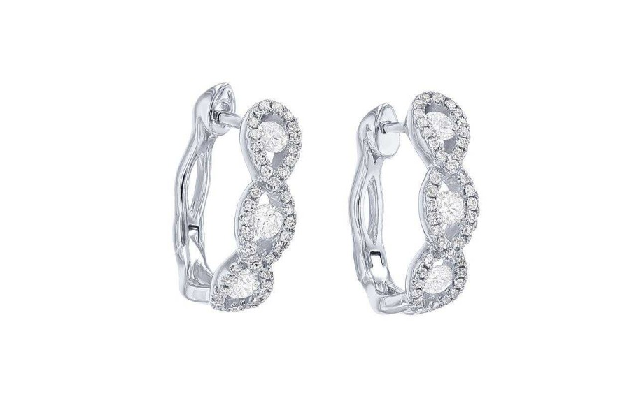 Diamonds Direct Earrings | Diamond Twist Hoop Earrings White Gold 14K