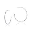 Diamonds Direct Earrings | White Gold Tacori Crescent Bar Diamond Hoop Earrings