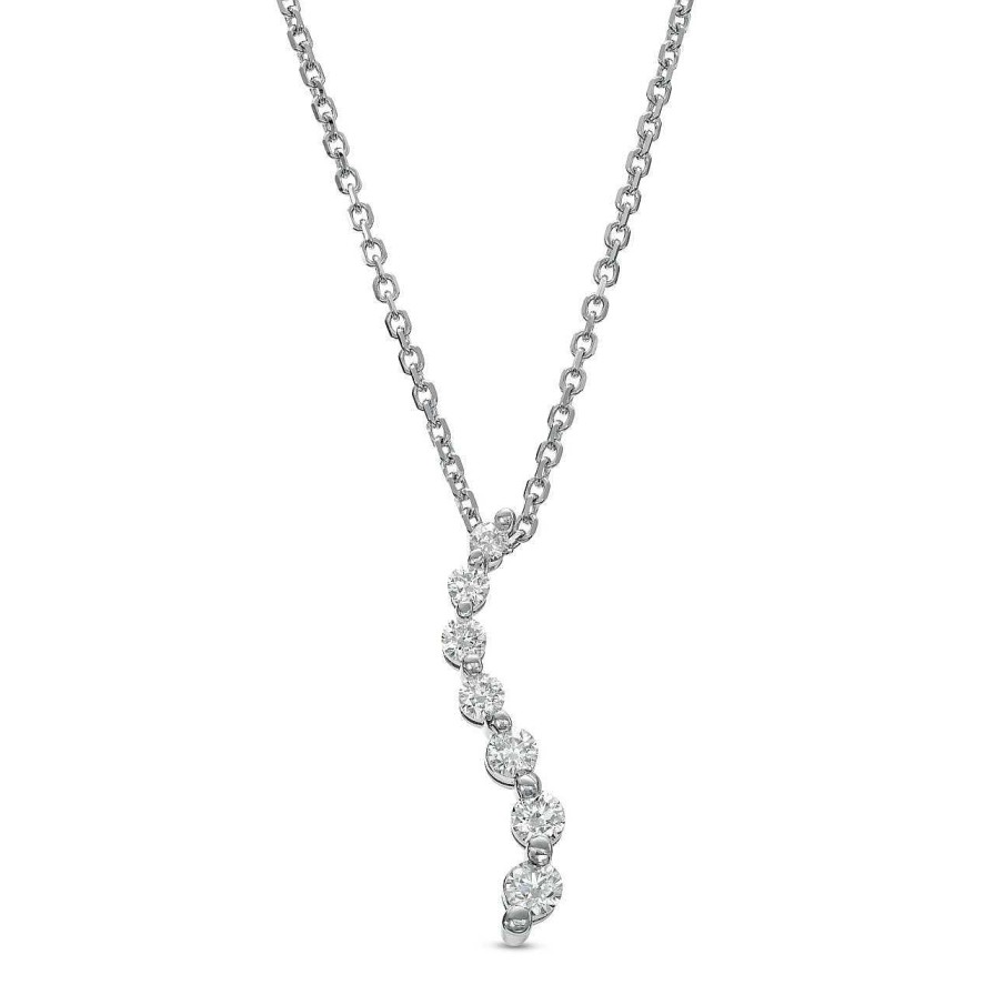 Diamonds Direct Necklaces & Pendants | Diamond Journey Pendant White Gold 14K